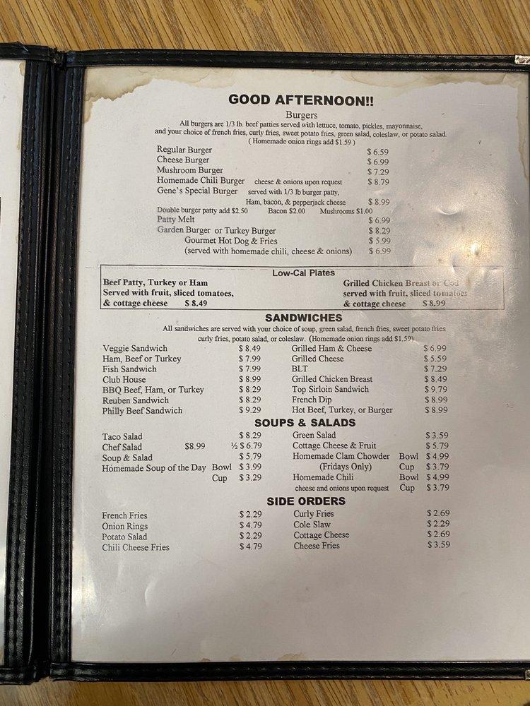 Menu at Busy Bee Café restaurant, Springfield