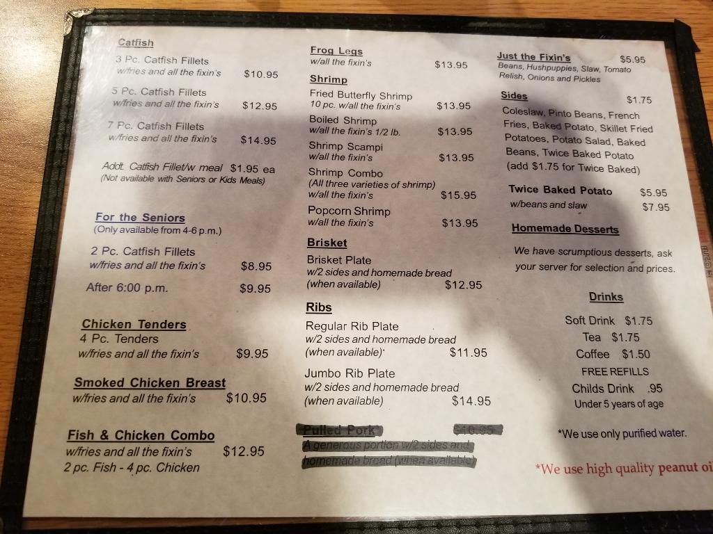 Menu at Muldrow’s Wagon Wheel Express restaurant, Muldrow