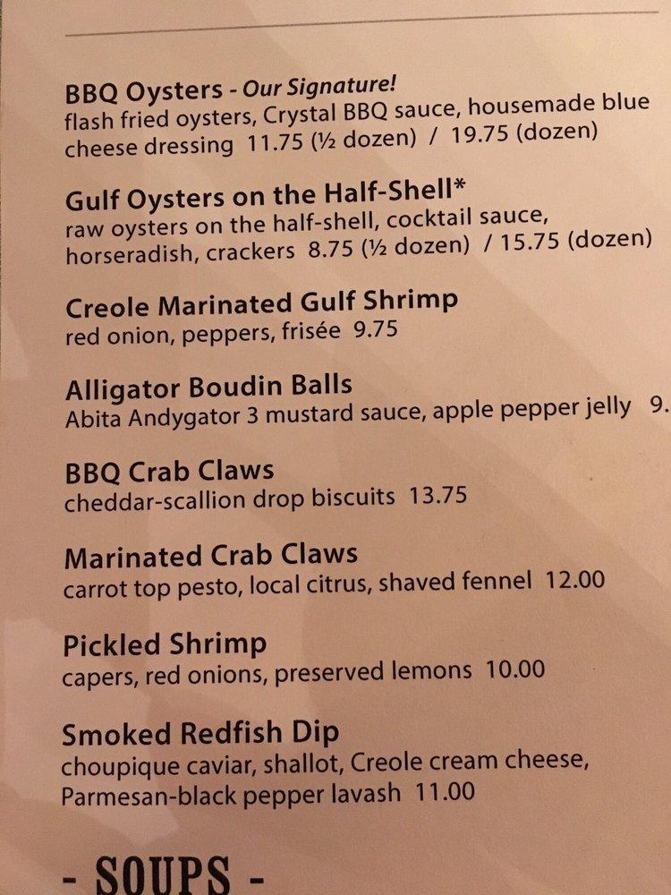 Menu at Red Fish Grill restaurant, New Orleans