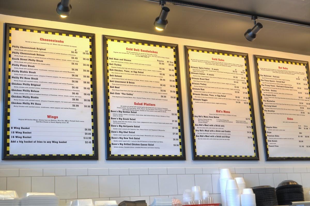Menu at Dave's New York Deli restaurant, Newberry, SW 1st road Tioga Town