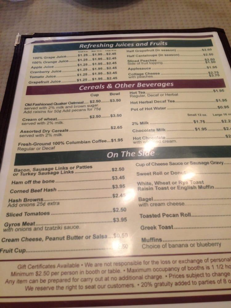 Menu at Andy's Restaurant, Crystal Lake