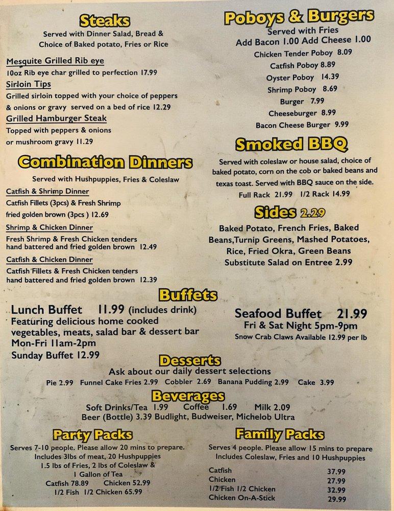 Menu at Penn's steakhouse, Forest, MS-35