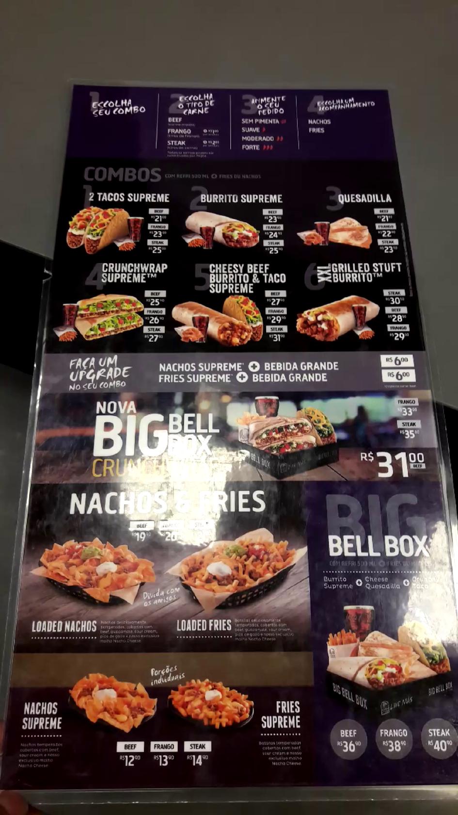 Taco Bell cardápio