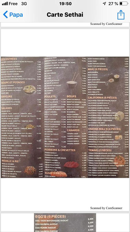 Menu de Setaï