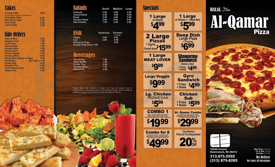 Menu at AlQamar Pizza & Subs pizzeria, Hamtramck