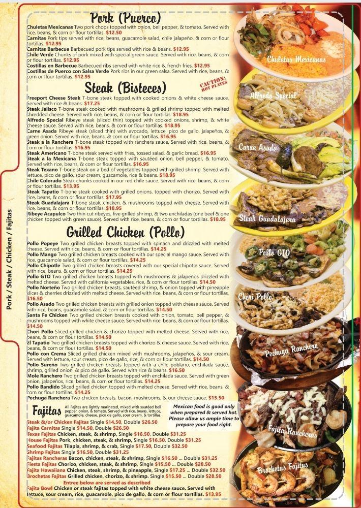 Menu at Fiesta En Cancun Mexican Restaurant, Freeport