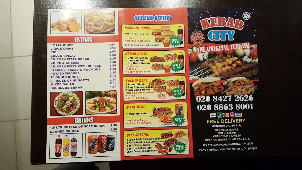 Menu at Kebab City restaurant, Harrow, 383 Station Rd