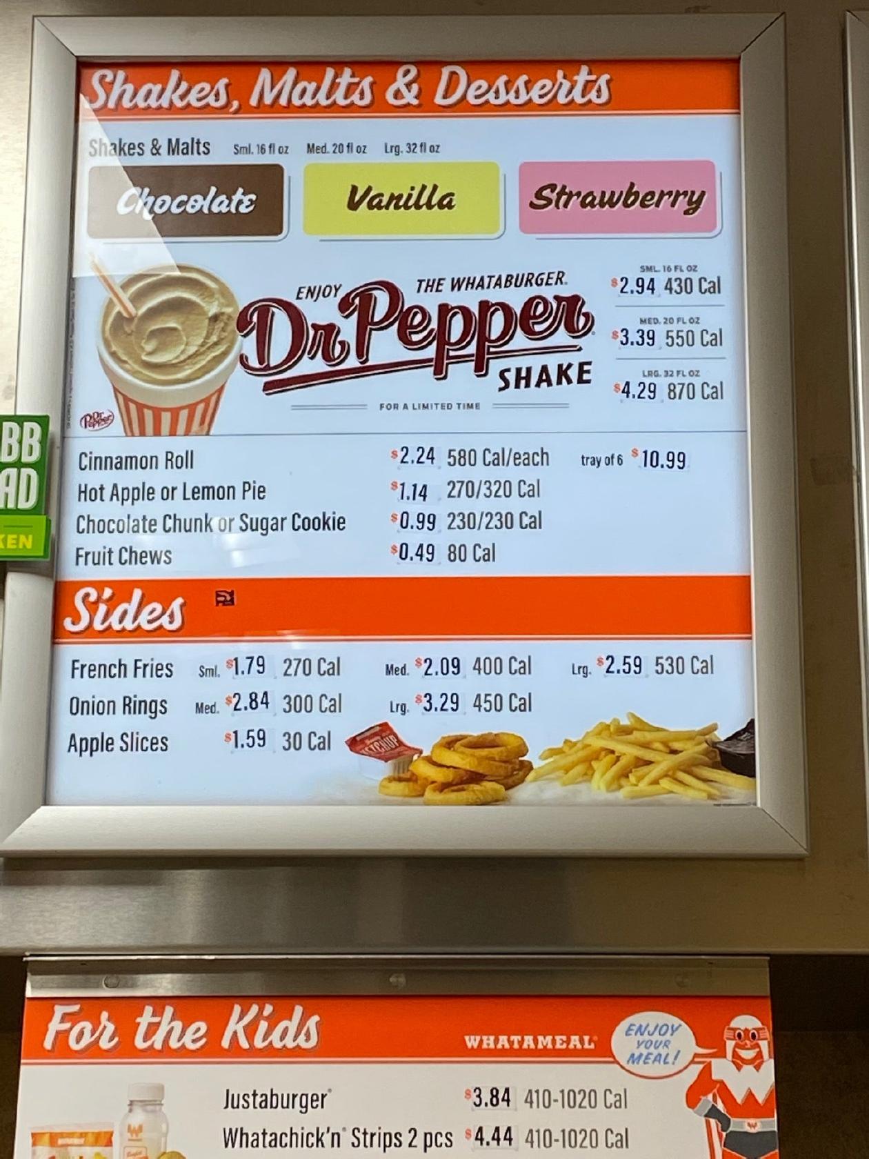 Menu at Whataburger fast food, Birmingham, 111 Resource Center Pkwy