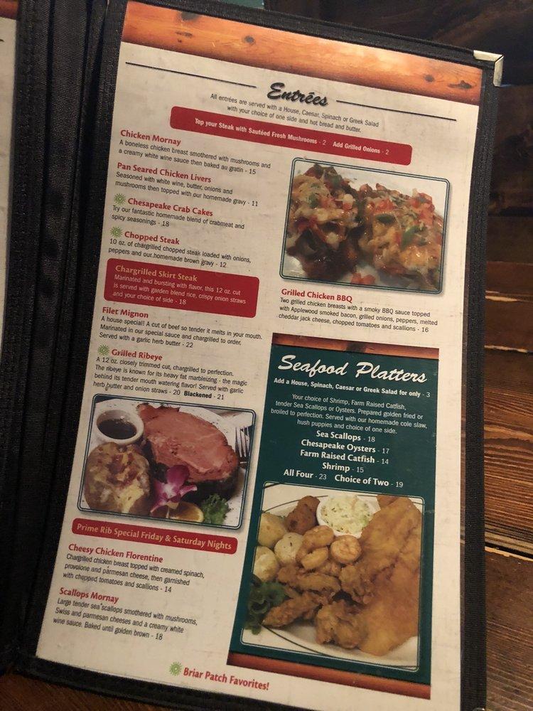 Menu at The Briar Patch Restaurant, Amherst, 883 S Main
