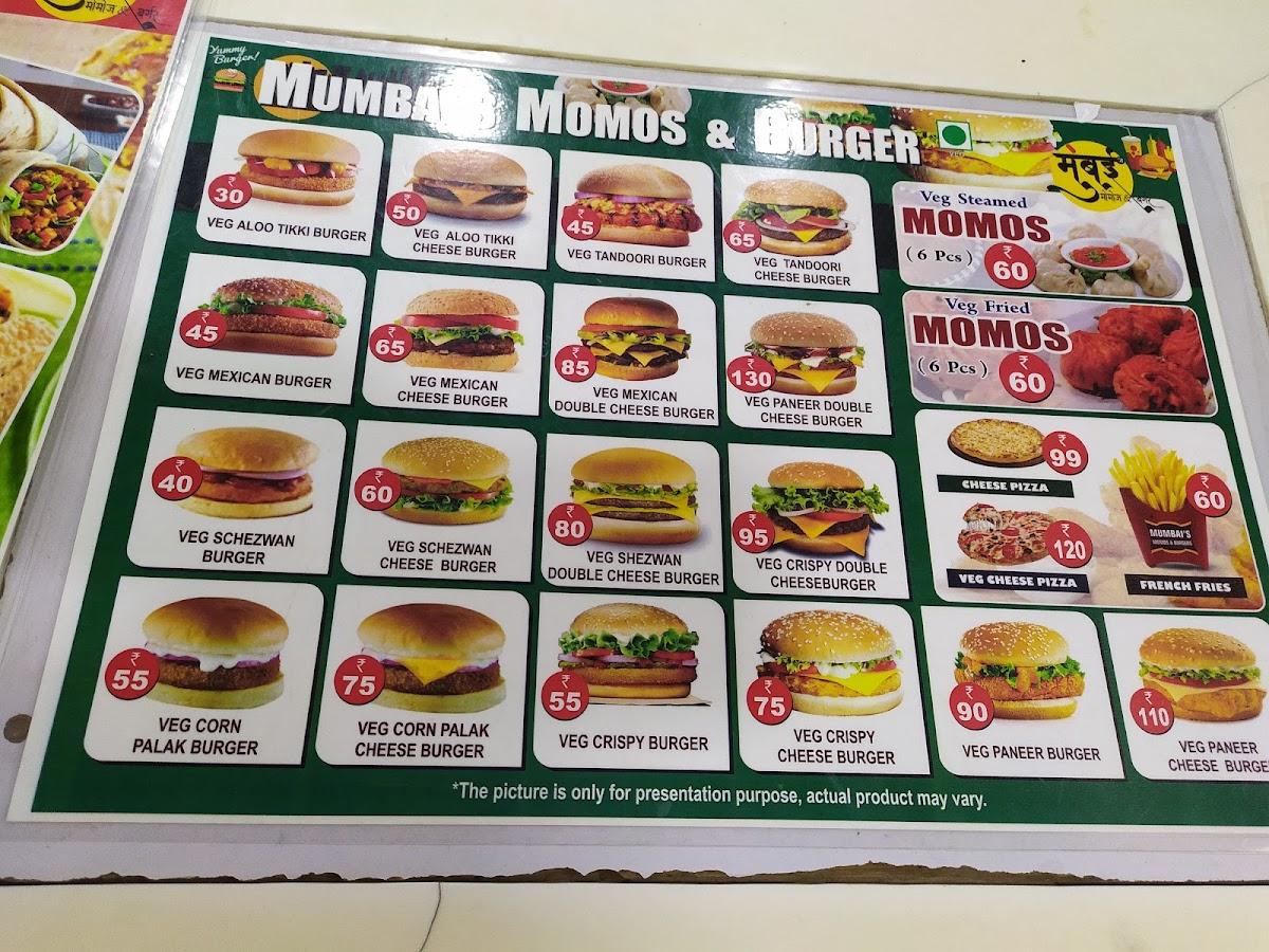 Menu at Mumbai's Momos & Burger, Mumbai