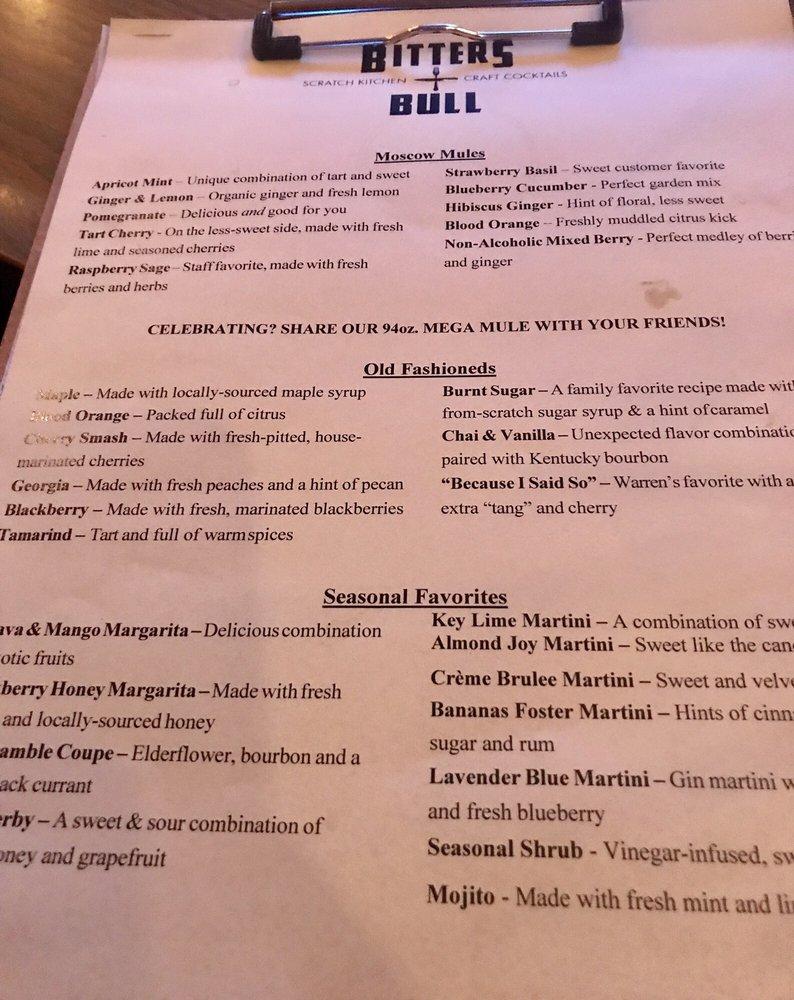 Menu at Bitters + Bull pub & bar, Lake Tomahawk