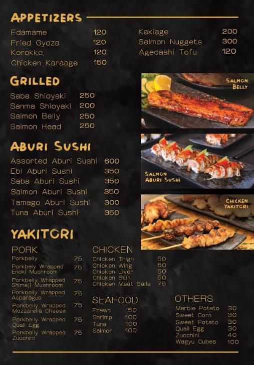 Menu at Nabe Japanese Izakaya and Hotpot Banawe restaurant, Quezon