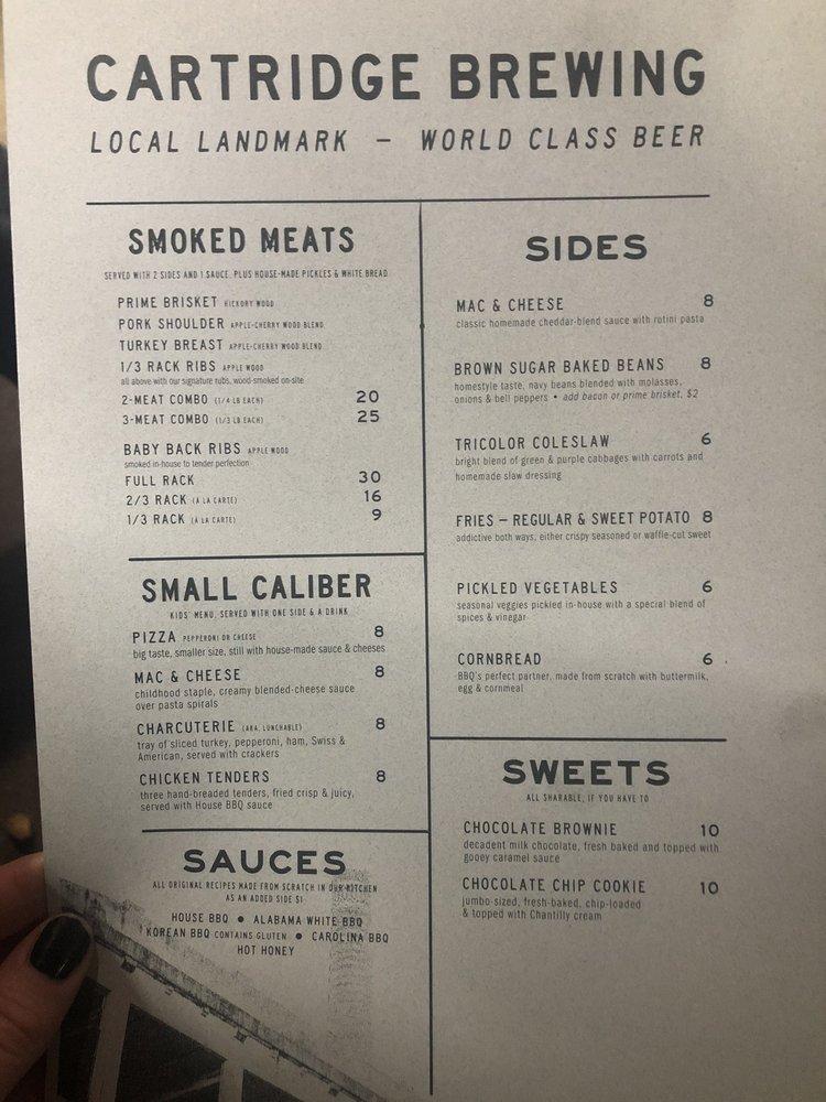 Menu at Cartridge Brewing pub & bar, Mason