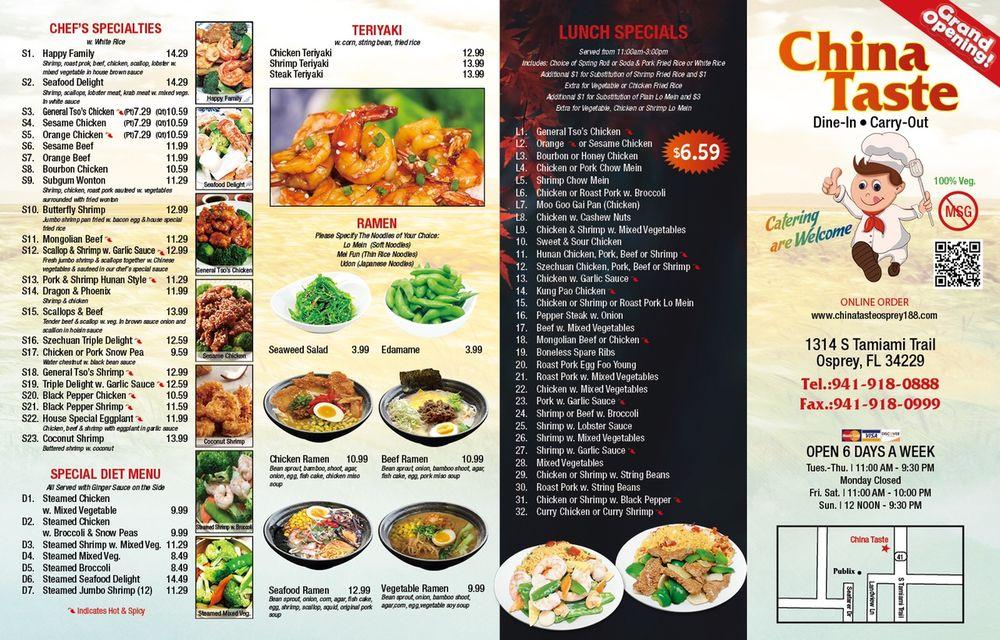 Menu at China Taste restaurant, Osprey