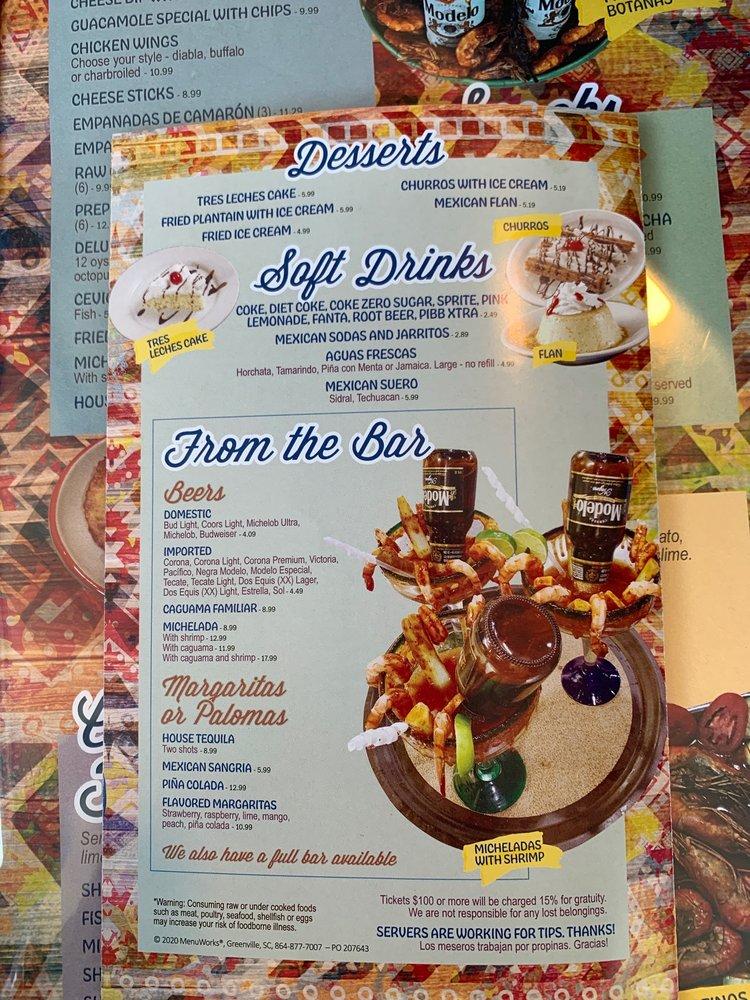 Menu at Mariscos El Paso pub & bar, Hendersonville, 106 Co Rd 1897