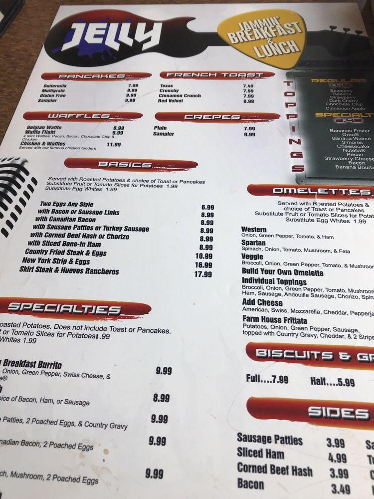 Menu at Jelly Pancake House restaurant, Dyer
