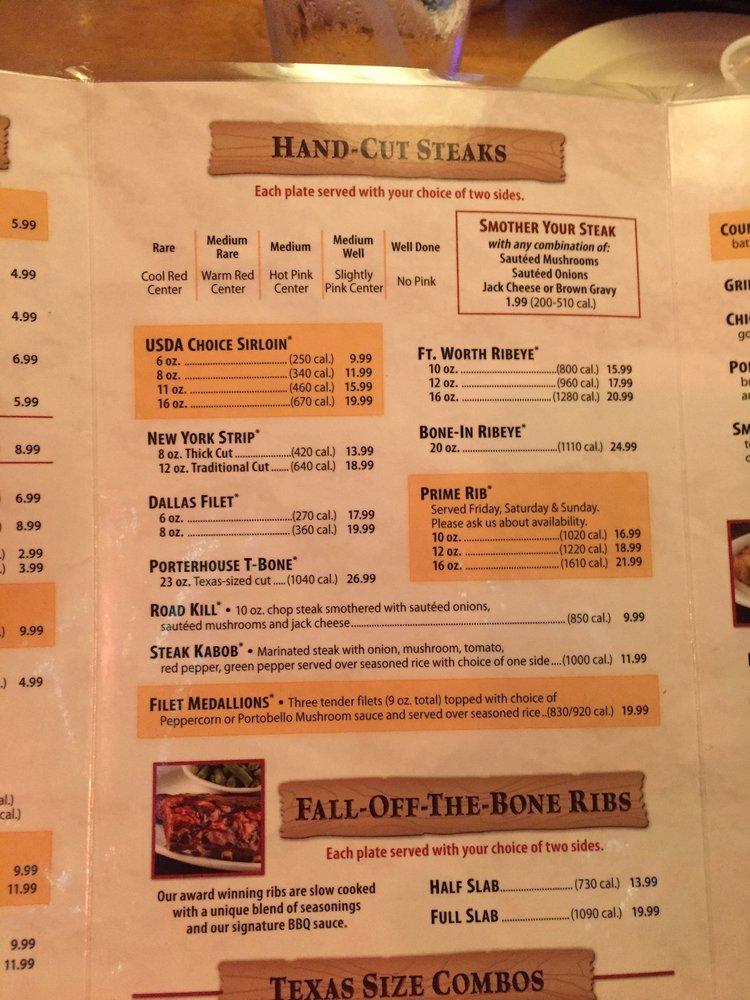 Menu at Texas Roadhouse BBQ, Goldsboro