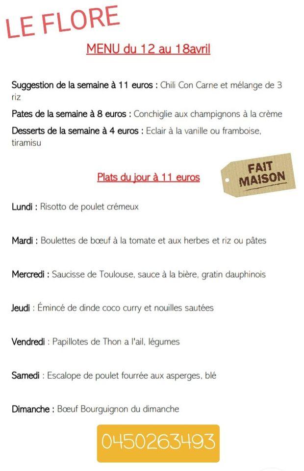 Menu Au Brasserie Le Flore Restaurant Thonon Les Bains