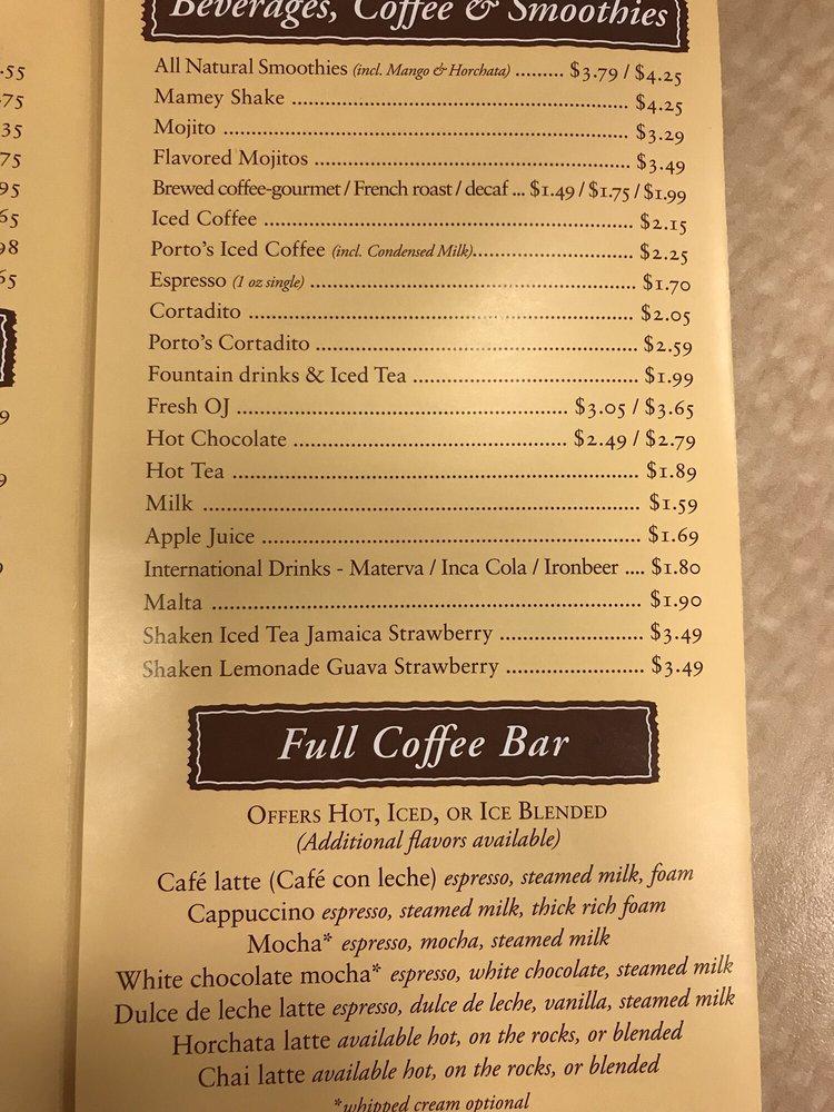 Menu at Porto's Bakery and Cafe, Glendale