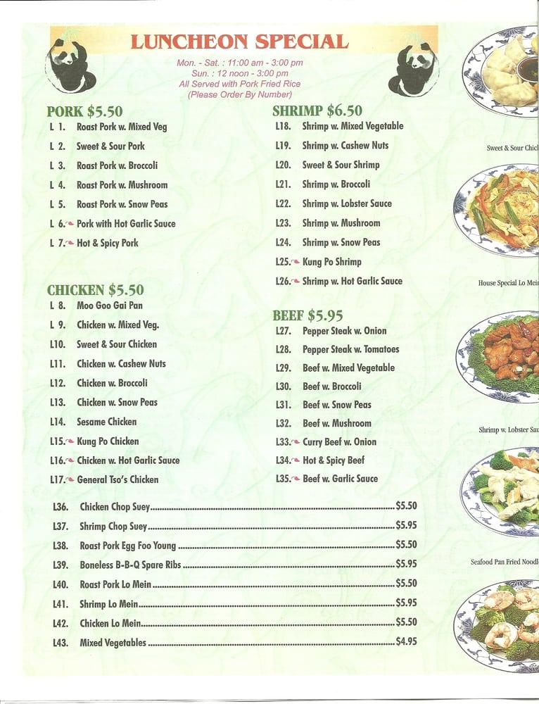 Menu at Panda Chinese Restaurant, Grayslake