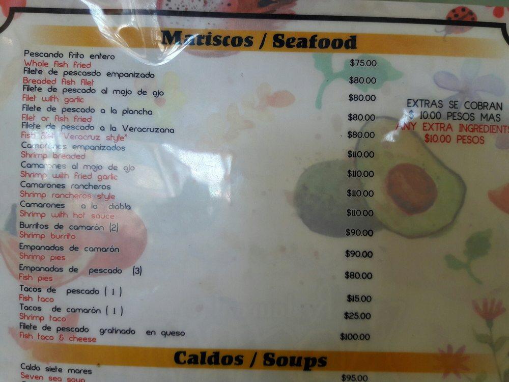 Menu at Restaurante La Bamba, Rosarito