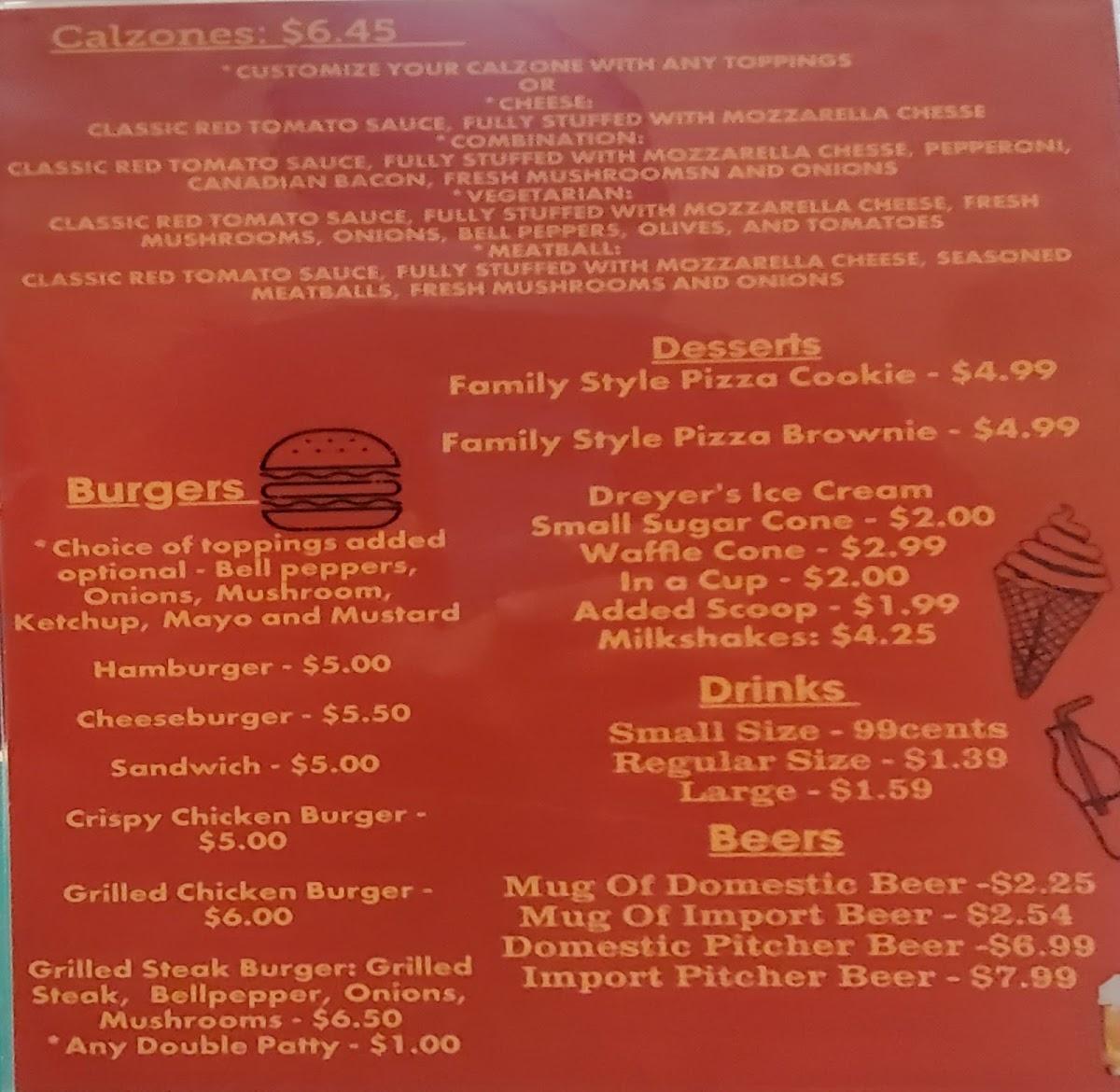 Menu at Chow Time Pizza pizzeria, Caruthers