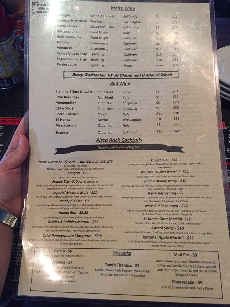 Menu at Pizza Rock pub & bar, Las Vegas, 201 N 3rd St