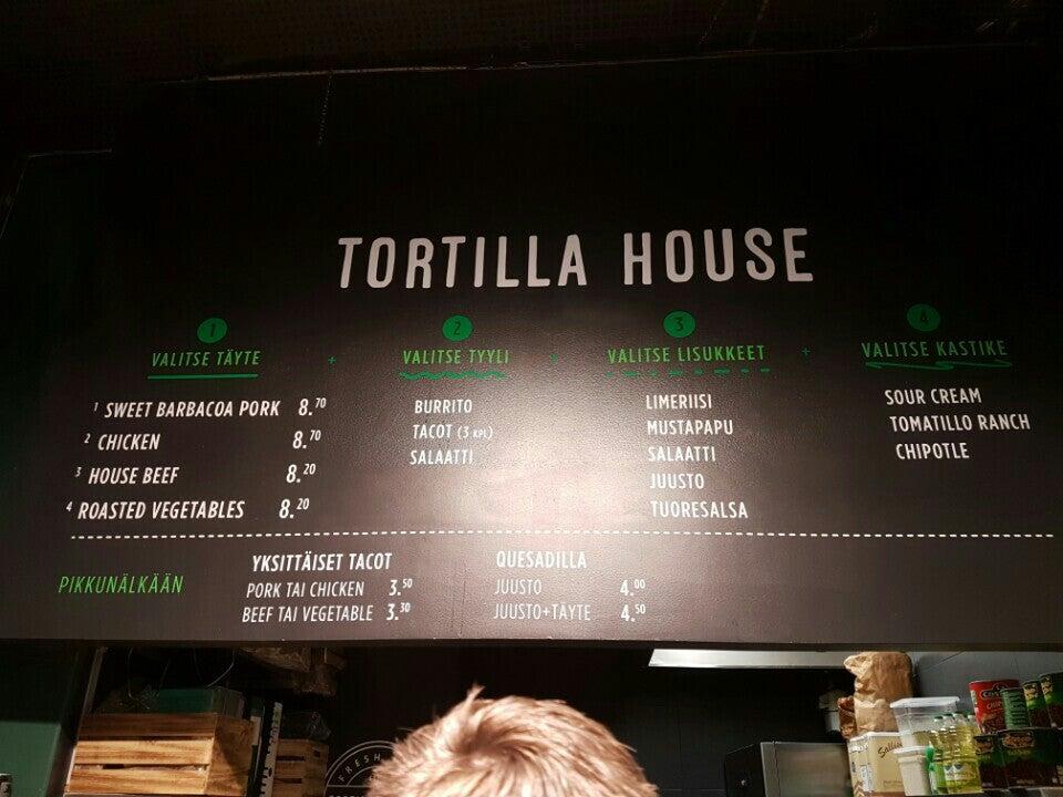 Menu at Tortilla House restaurant, Helsinki, Urho Kekkosen katu 1