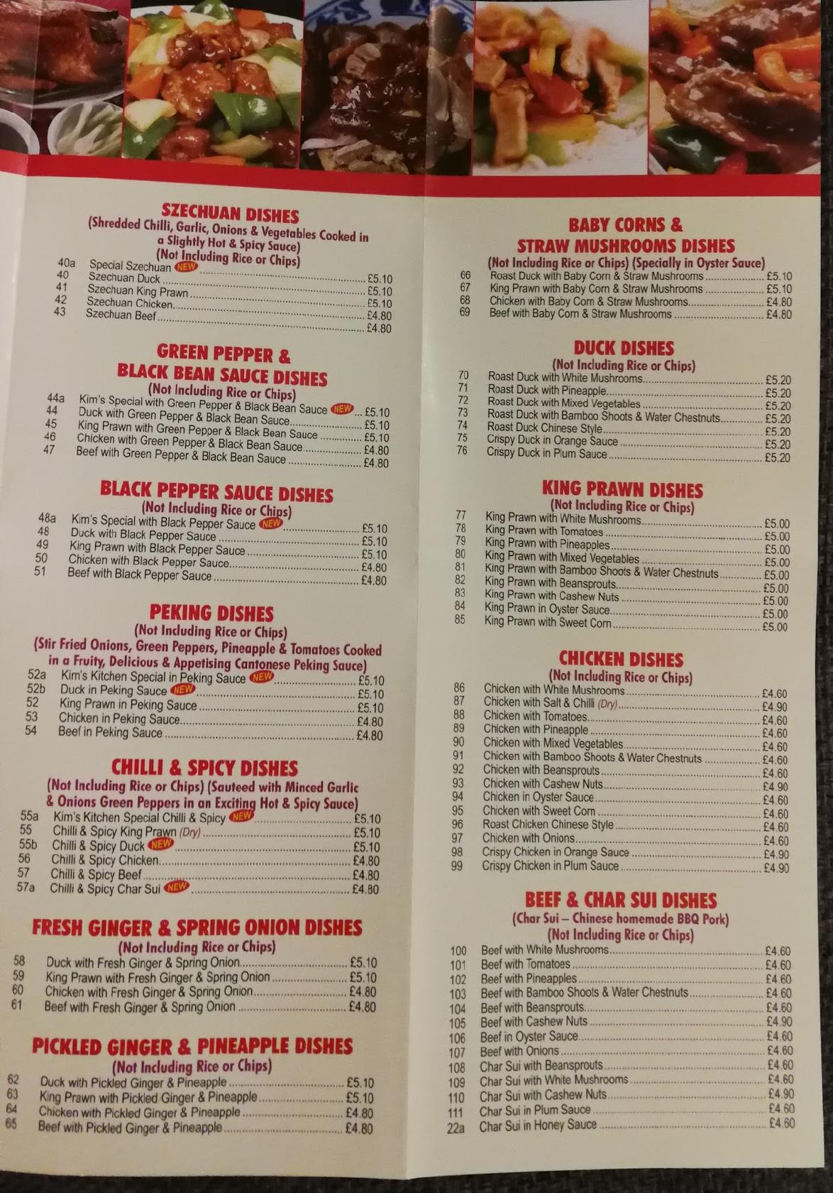 Menu at Kim's kitchen fast food, Derby