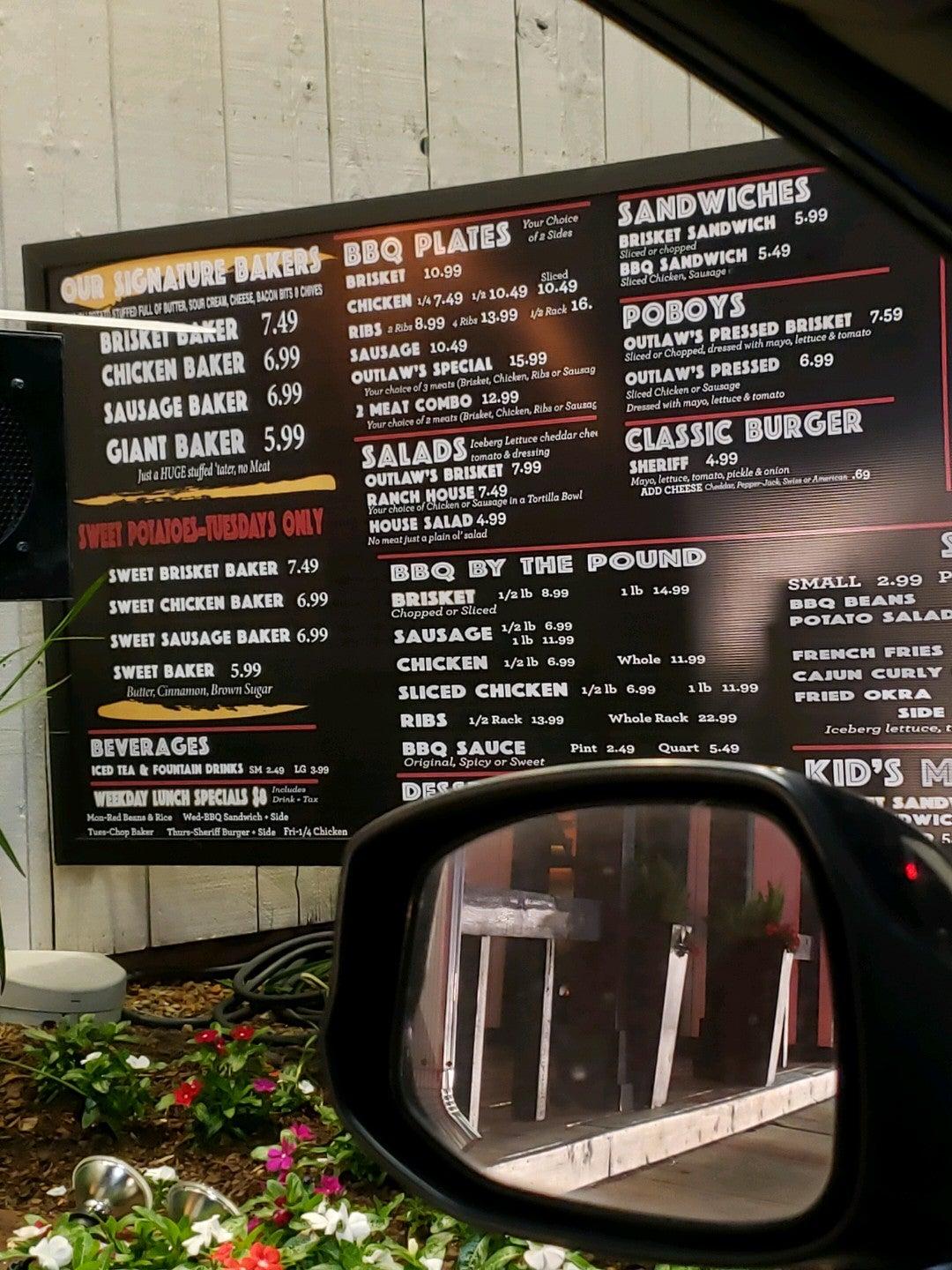 Menu at Outlaws BBQAlexandria, LA, Alexandria