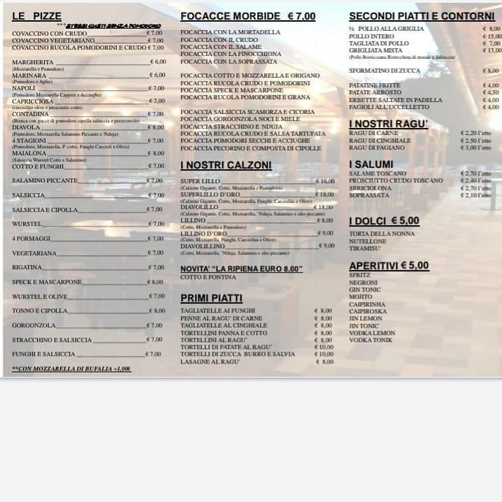 Menu di Ikke c’è c’è -Lago Lillo 