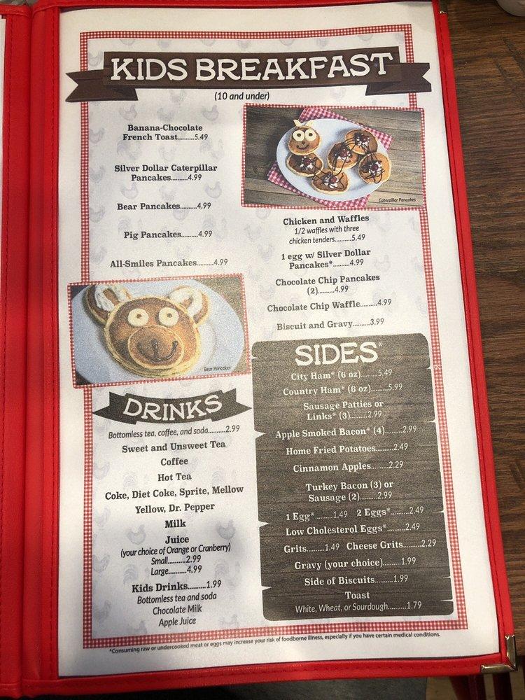 Menu at Frizzle Chicken Cafe, Pigeon