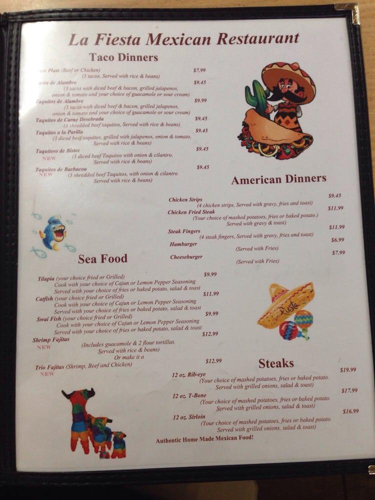 Menu at La Fiesta Mexican Restaurant, Pecos