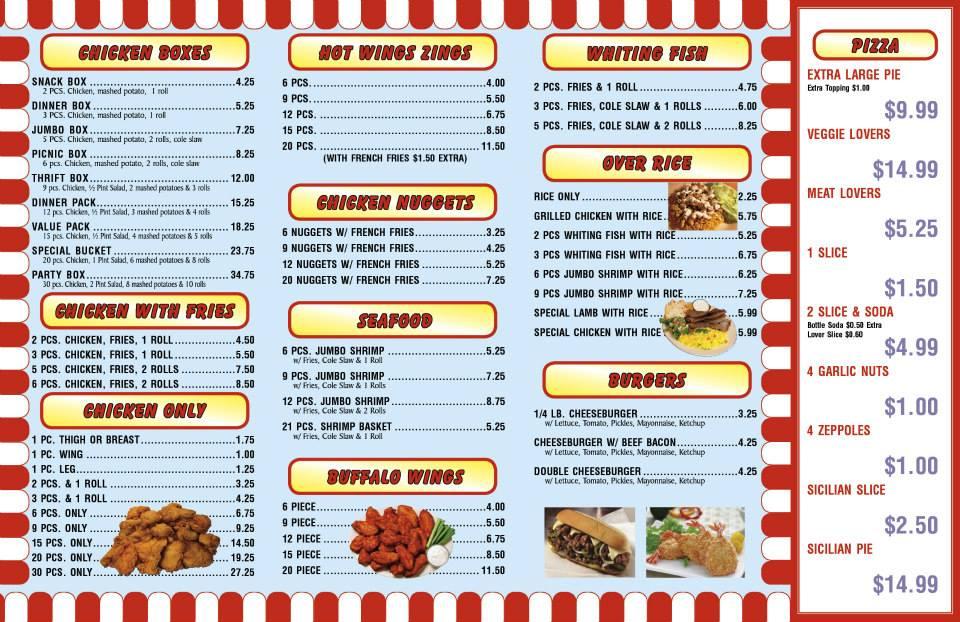 Menu at New York's Finest Pizza & Chicken restaurant, Elkton