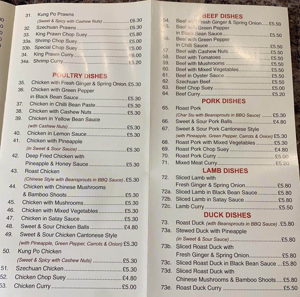 Menu at China Chef restaurant, Whitstable, 79 Tankerton Rd