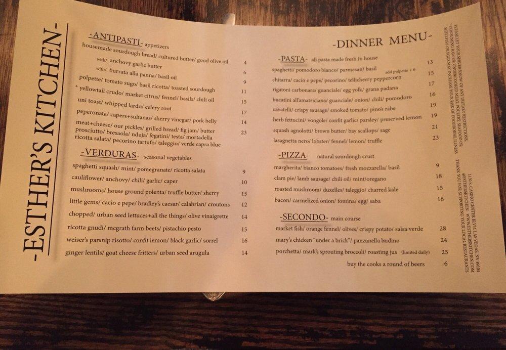 Menu at Esther's Kitchen pub & bar, Las Vegas