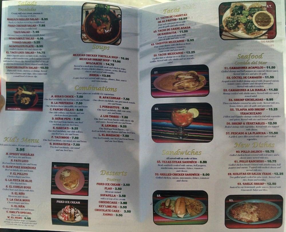 Menu at Phenix City Acapulcos Mexican Restaurant, Phenix City