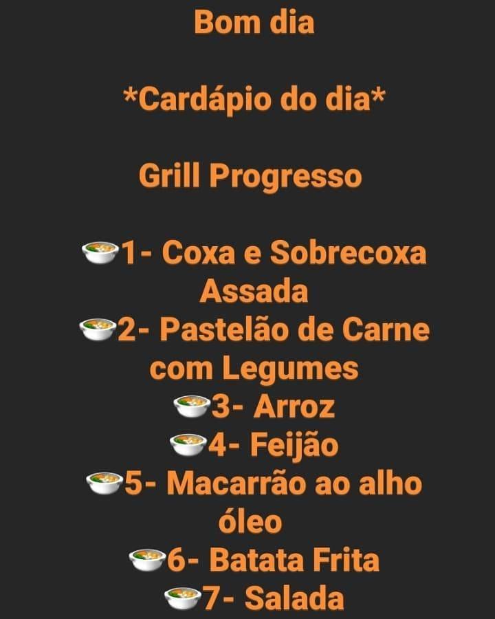 Grill Progresso cardápio