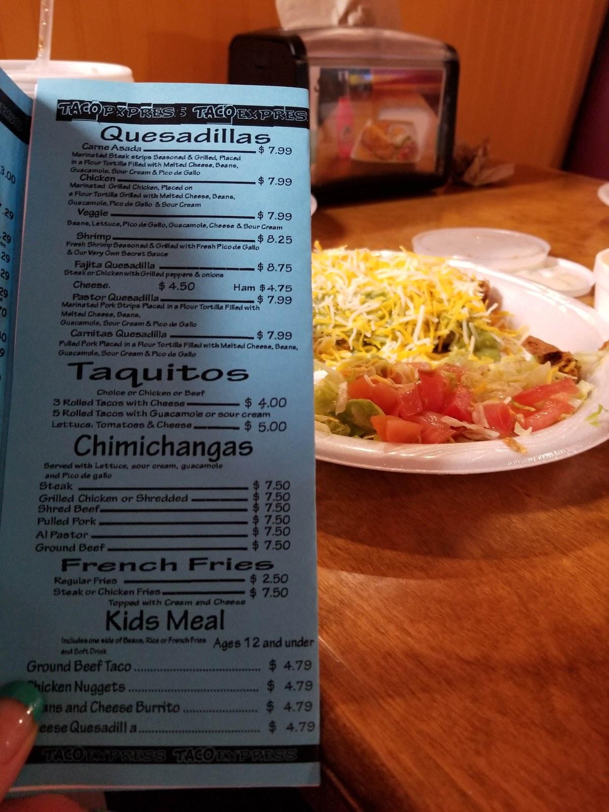 Menu at Taco Express Mexican Grill Columbia restaurant, Columbia