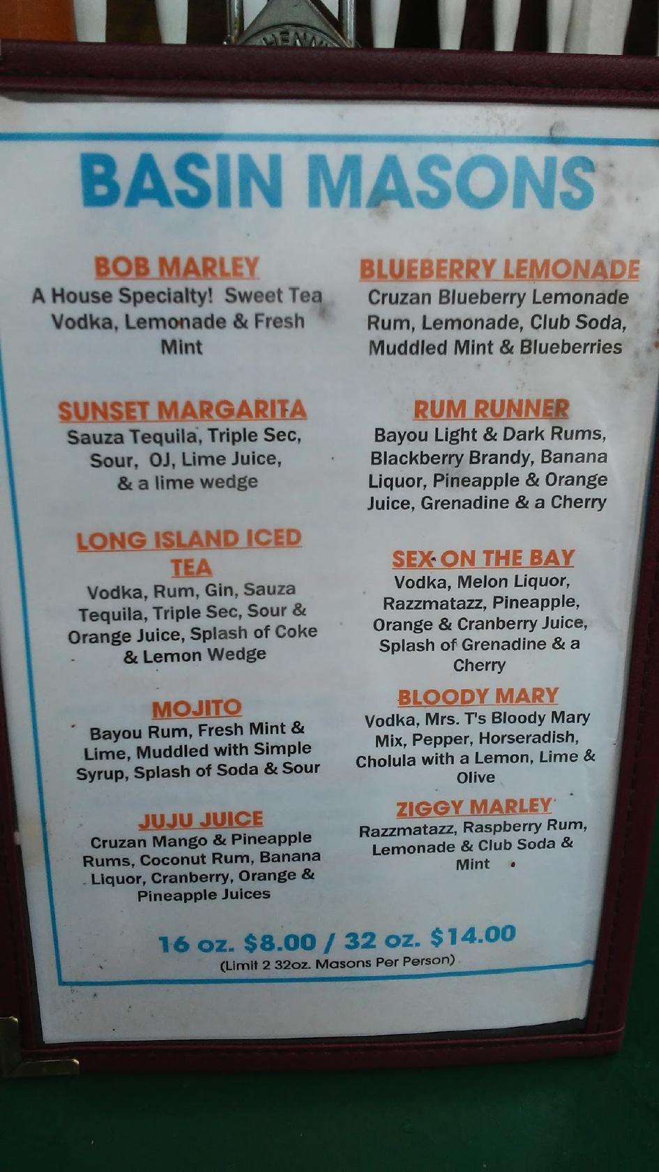 Menu at Back Bay Ale House pub & bar, Atlantic City