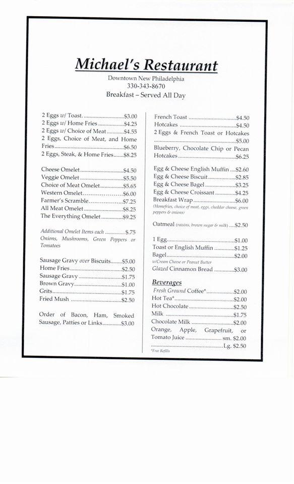 Menu At Michael S Restaurant New Philadelphia   R472 Michaels Restaurant Menu 2021 09 