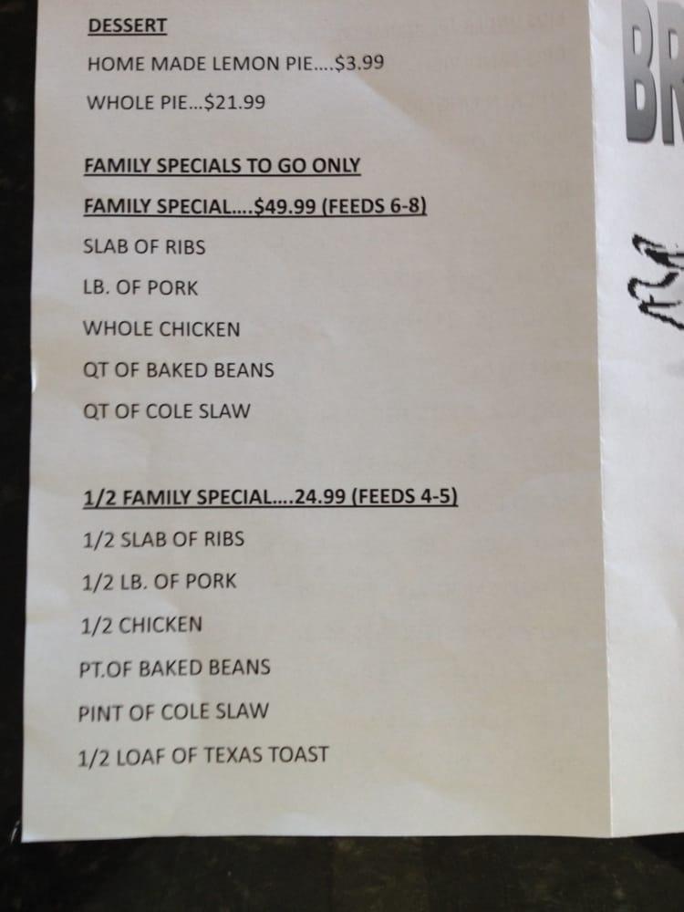 Menu at Brother's BBQ, Pensacola