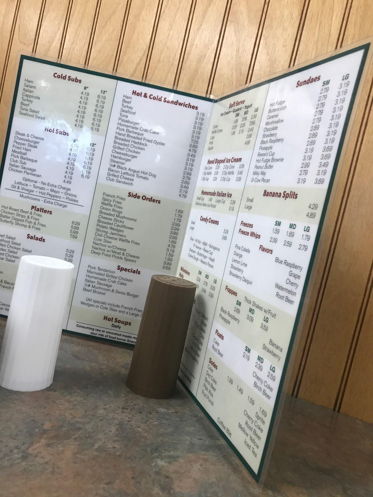 Menu at Mikie's Ice Cream & Green Cow restaurant, Greencastle