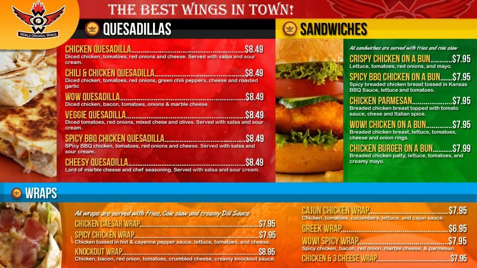 Menu at Wow! Wing House pizzeria, Markham, 50 New Delhi Dr