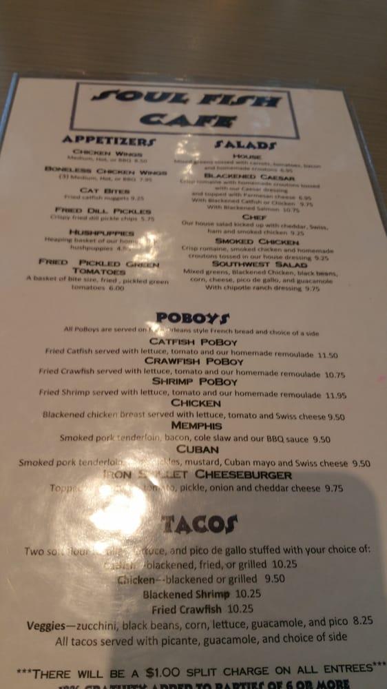 Menu at Soul Fish Cafe, Memphis, Poplar Ave