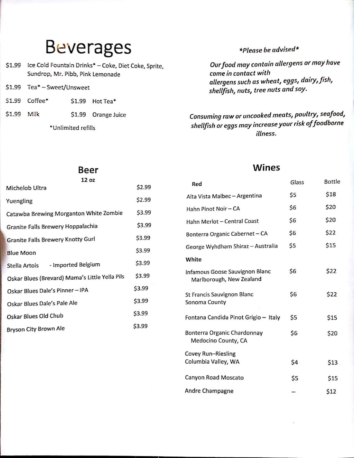 Menu at Fresh Depot restaurant, Granite Falls, Hickory Blvd