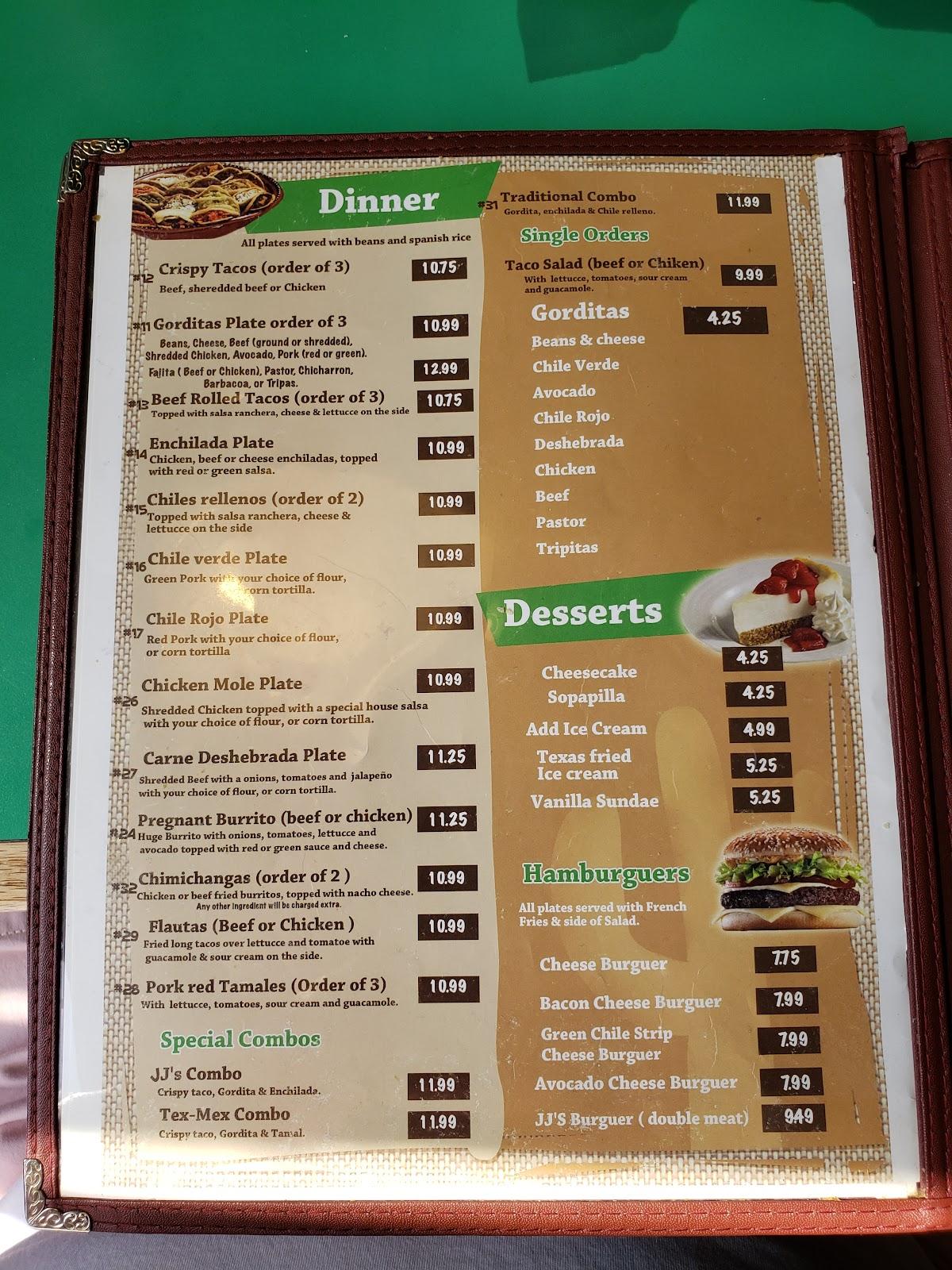 Menu at Los Caporales Mexican Restaurant, Odessa