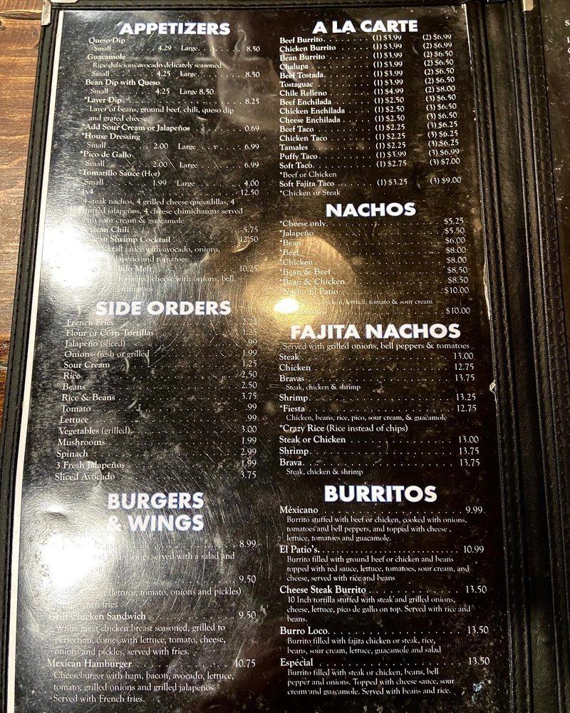 Menu at El Patio Mexican Restaurant, Leesville