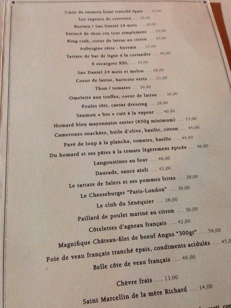 Menu at Senequier cafe, Saint-Tropez