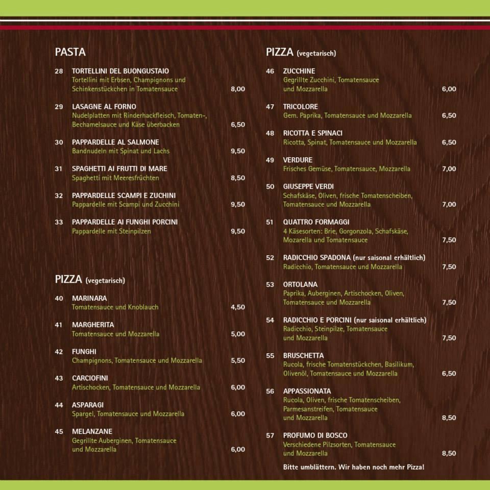 Menu at Tiziano Ristorante & Pizzeria, Bremen